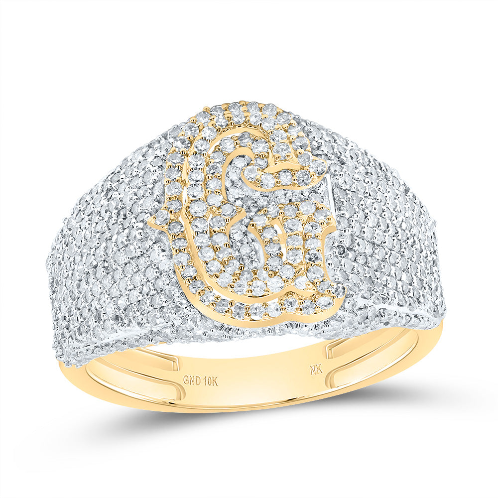 1 3/4CTW-DIA NK INITIAL "G" MEN'S RING 10 Daisy Joyeria