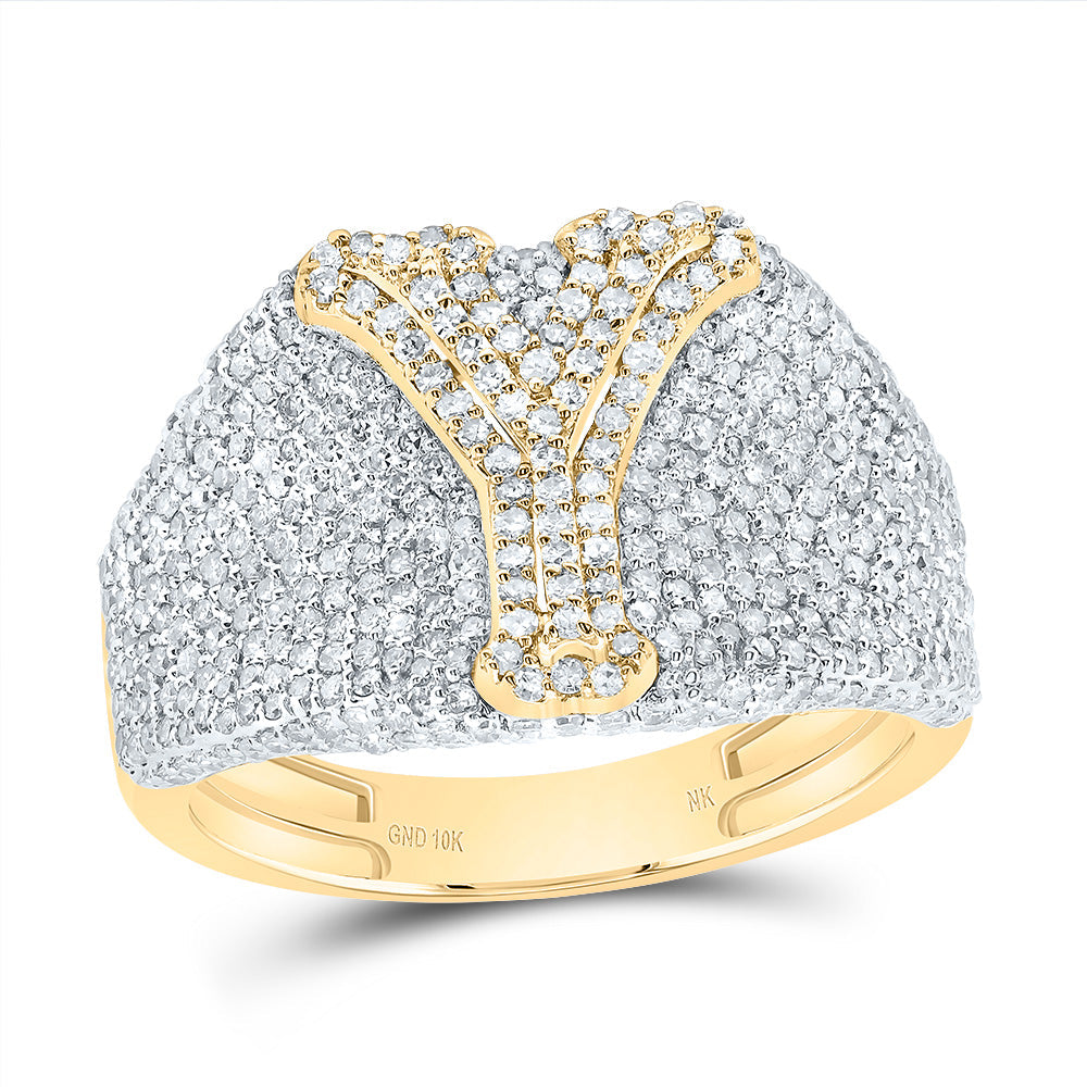 1 7/8CTW-DIA NK INITIAL "Y" MEN'S RING 10 Daisy Joyeria