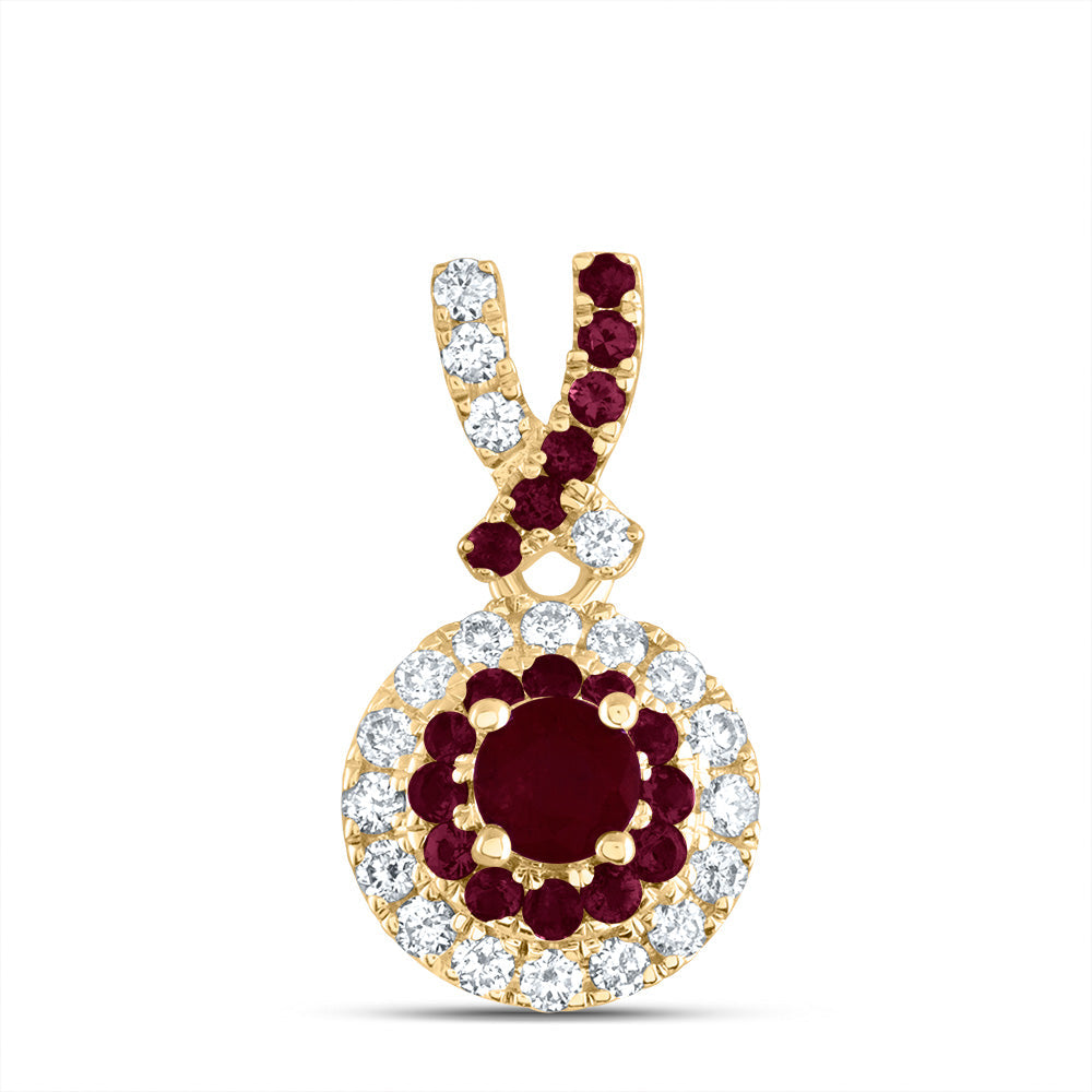 1/8CTW-DIA ANA M 1/4CTW-RD-RU, NAT GEM ROUND PENDANT Daisy Joyeria