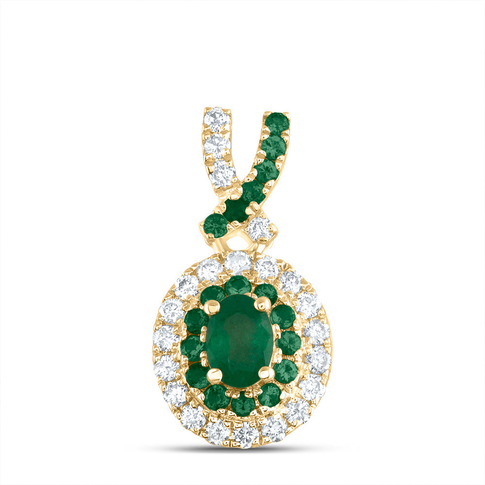 1/8CTW-DIA ANA M 1/12CTW-RD-EM, 4X3MM-OV-EM, NAT GEM OVAL PENDANT Daisy Joyeria