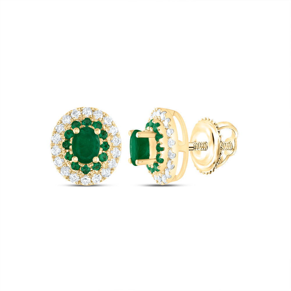 1/4CTW-DIA ANA M 1/10CTW-RD-EM, 4X3MM-OV-EM, NAT GEM OVAL STUD EARRING Daisy Joyeria