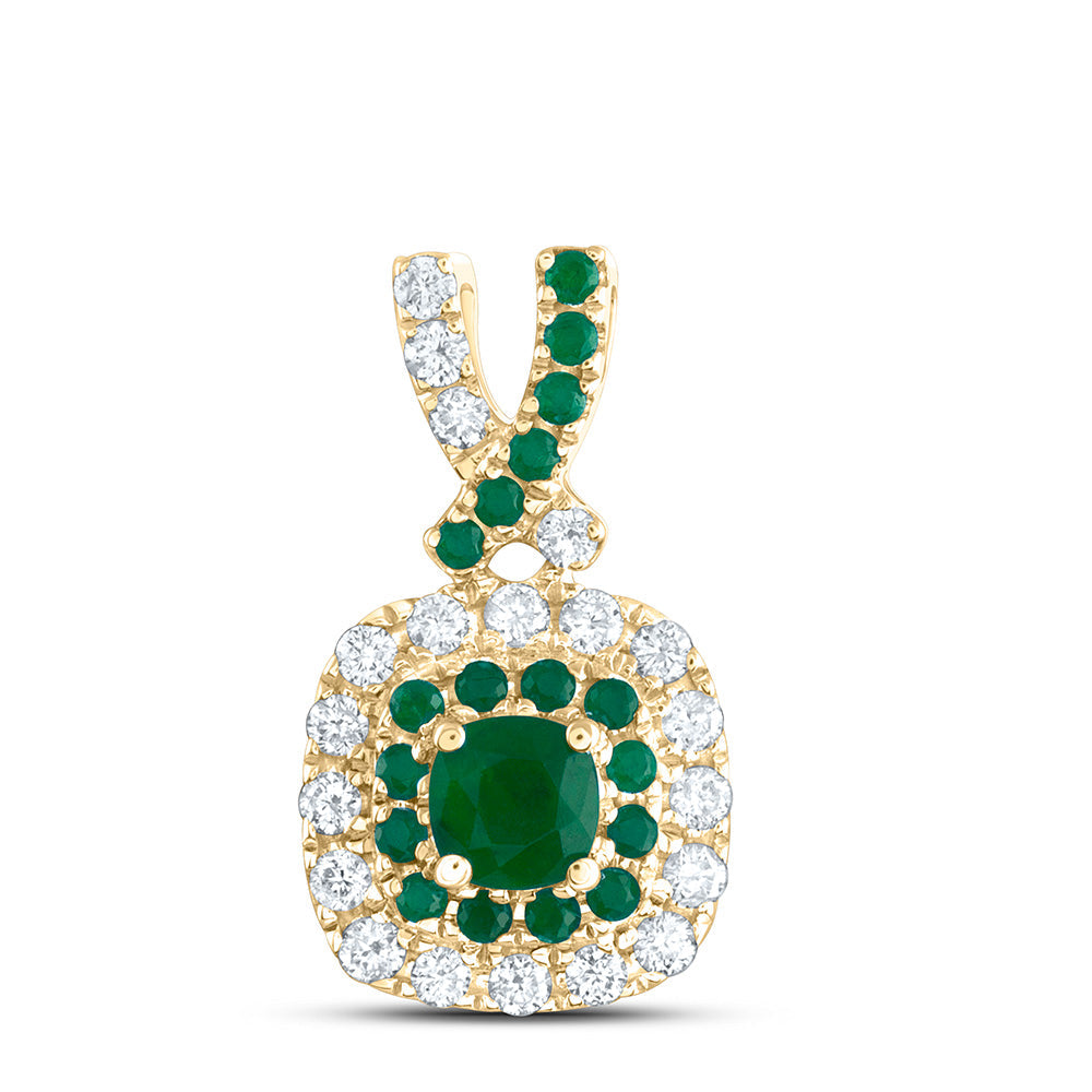 1/8CTW-DIA ANA M 1/10CTW-RD-EM, 3MM-CU-EM, NAT GEM CUSHION PENDANT Daisy Joyeria