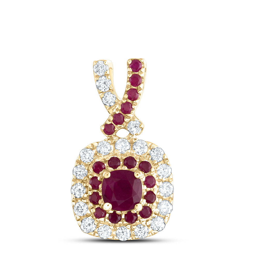 1/8CTW-DIA ANA M 1/12CTW-RD-RU, 3MM-CU-RU, NAT GEM CUSHION PENDANT Daisy Joyeria