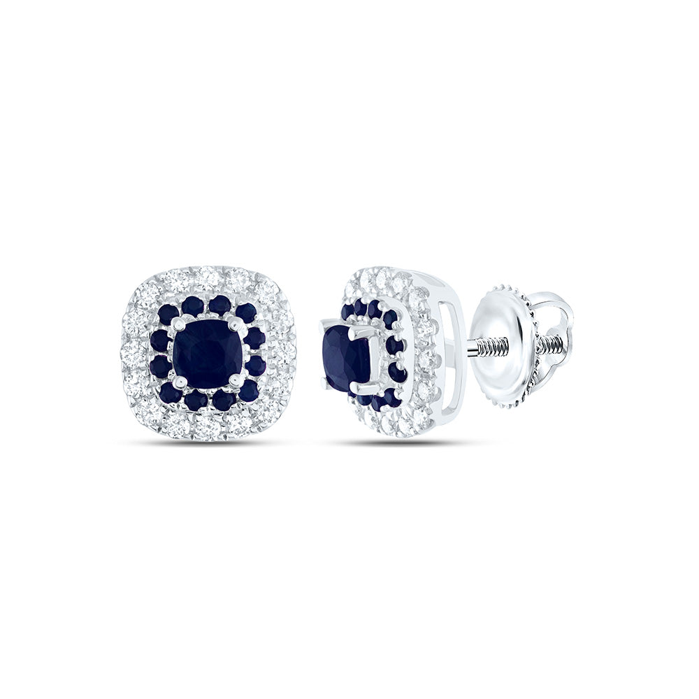 1/5CTW-DIA ANA M 1/6CTW-RD-BS, 3MM-CU-BS, NAT GEM CUSHION STUD EARRING Daisy Joyeria