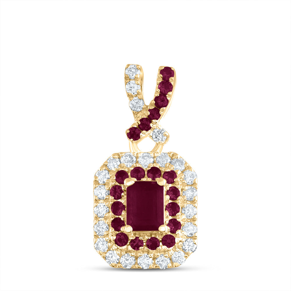 1/6CTW-DIA ANA M 1/10CTW-RD-RU, 4X3MM-EM-RU, NAT GEM EMERALD PENDANT Daisy Joyeria