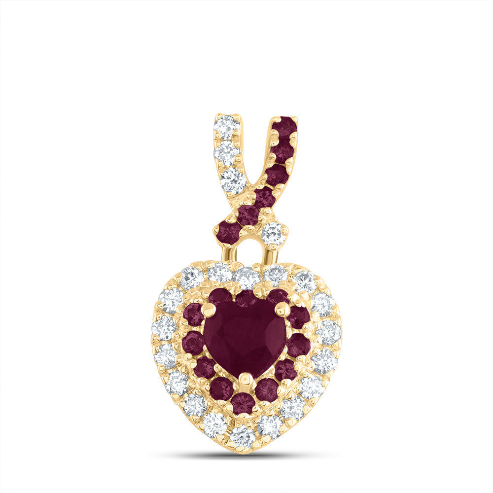 1/8CTW-NAT DIA ANA M 1/12CTW-RD-RU, 3.5MM-HEART-RU, NAT GEM HEART PENDANT Daisy Joyeria