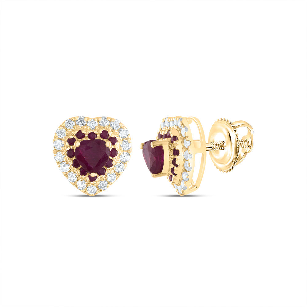1/5CTW-NAT DIA ANA M 1/10CTW-RD-RU, 3.5MM-HEART-RU, NAT GEM HEART STUD EARRING Daisy Joyeria