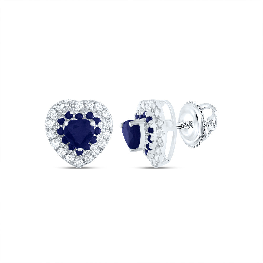 1/5CTW-NAT DIA ANA M 1/8CTW-RD-BS, 3.5MM-HEART-BS, NAT GEM HEART STUD EARRING Daisy Joyeria
