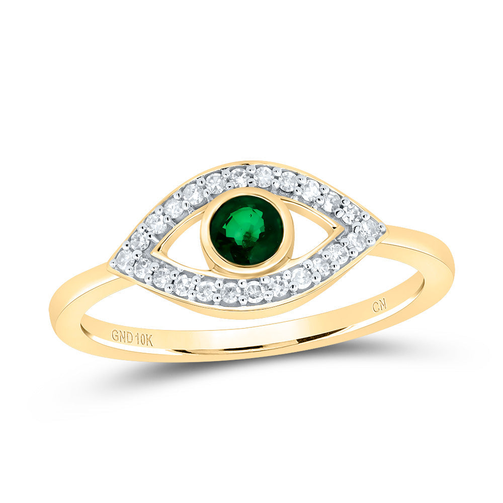 1/8CTW-DIA CN 3.8MM-RD-EM, NAT-GEM EVIL EYE RING 7 Daisy Joyeria
