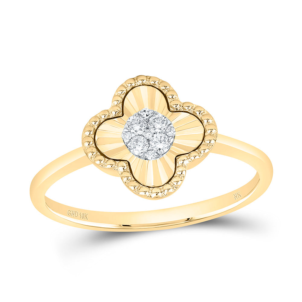 1/10CTW-NAT DIA NK FASHION CLOVER LADIES RING 7 Daisy Joyeria