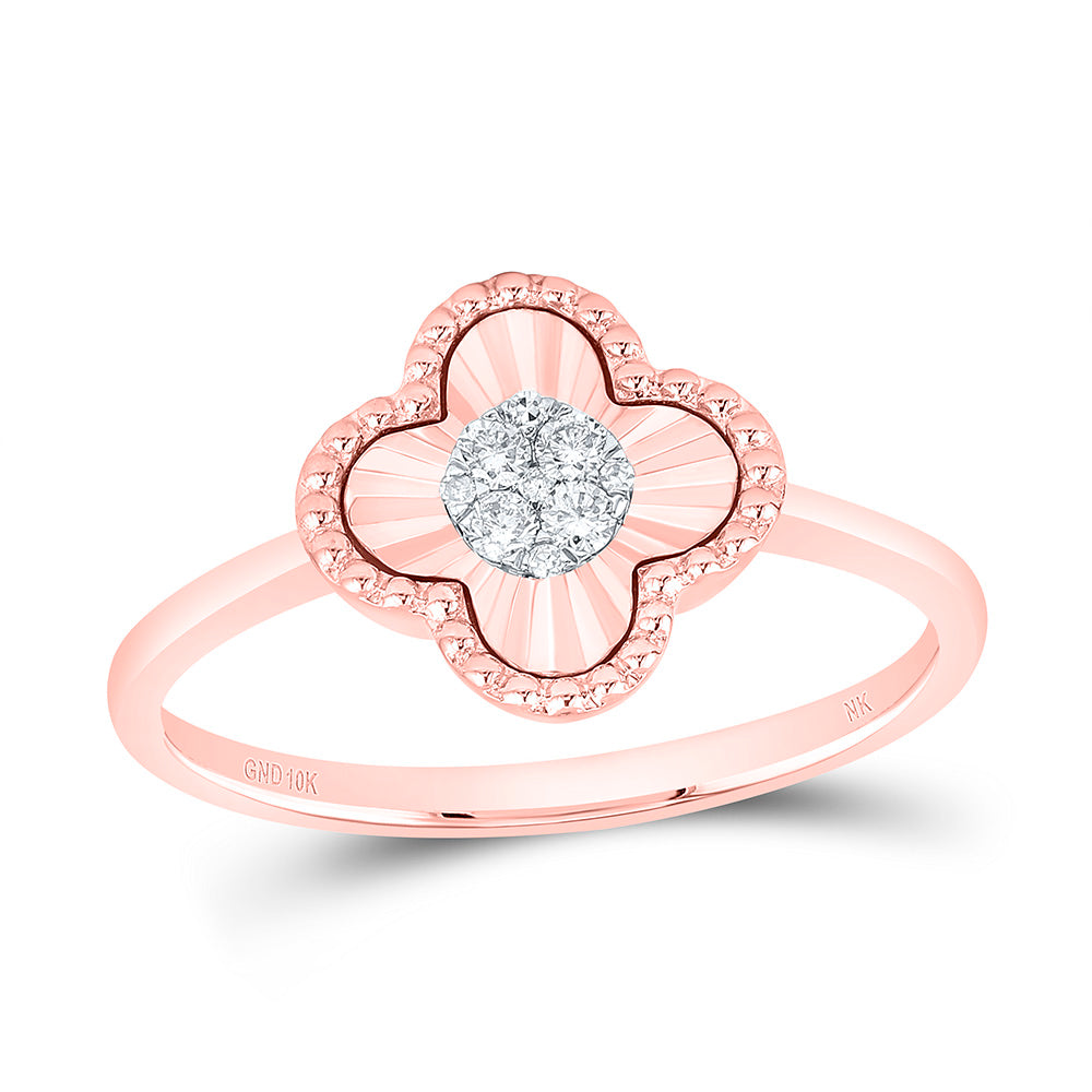1/10CTW-NAT DIA NK FASHION CLOVER LADIES RING 7 Daisy Joyeria
