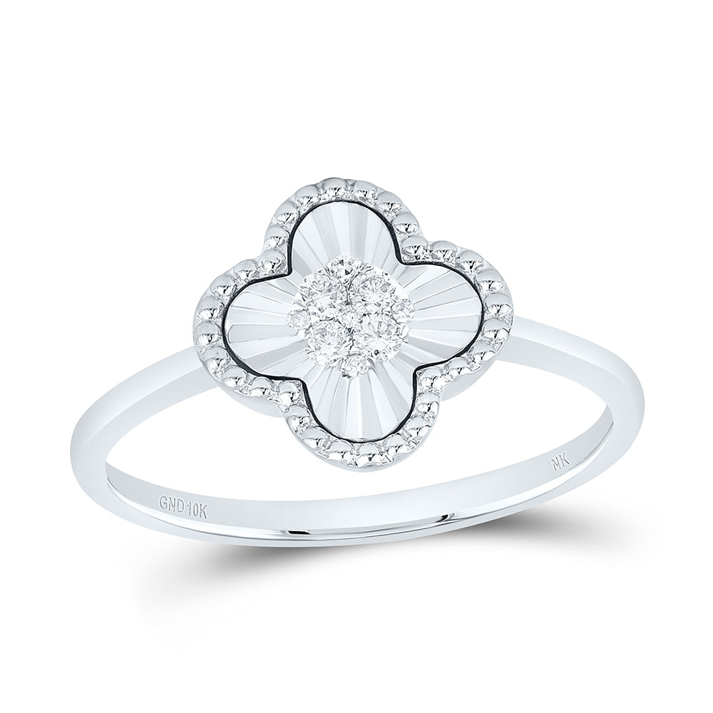1/10CTW-NAT DIA NK FASHION CLOVER LADIES RING Daisy Joyeria