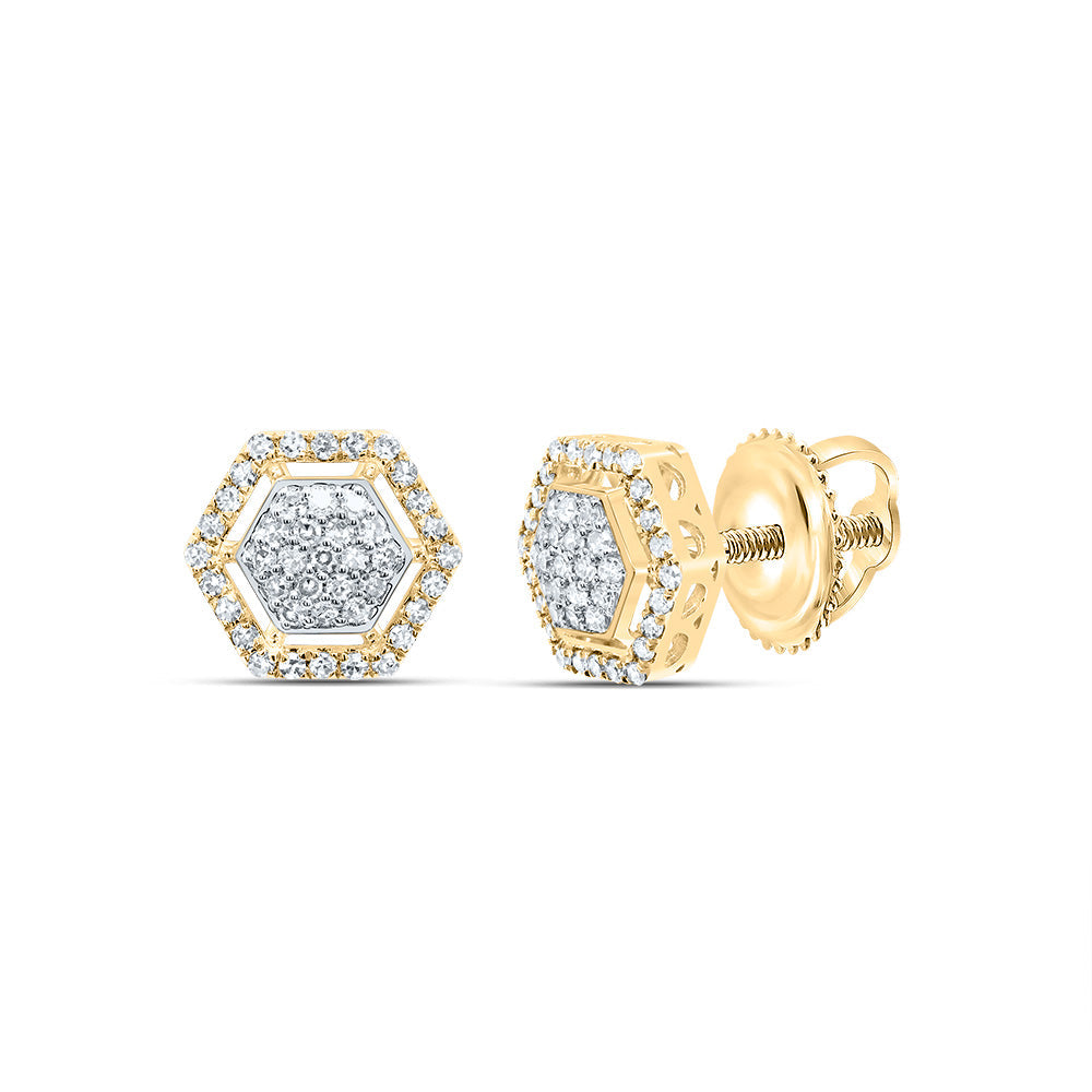 1/3CTW-DIA NK FASHION HEXAGON STUD EARRING Daisy Joyeria