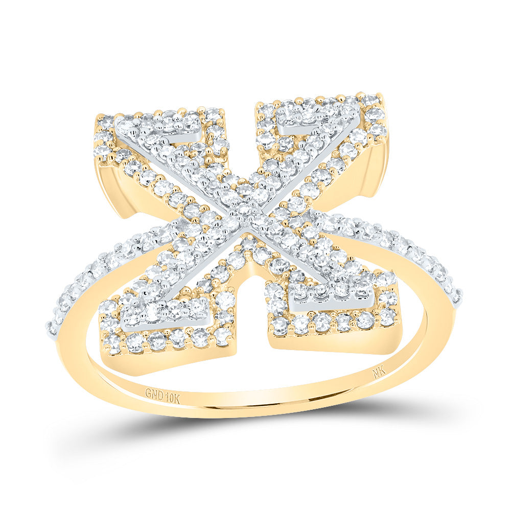 5/8CTW-DIA NK FASHION INITIAL "X" LADIES RING 7 Daisy Joyeria