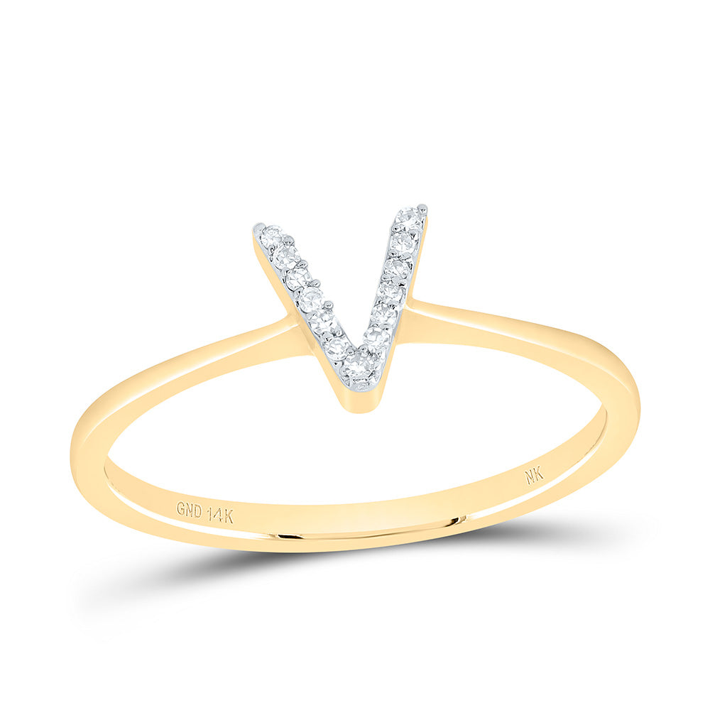 1/20CTW-DIA NK GIFT INITIAL "V" RING 7 Daisy Joyeria