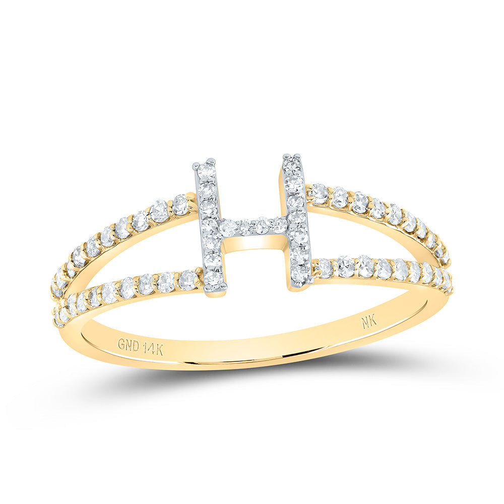 1/4CTW-DIA NK GIFT INITIAL "H" LADIES RING 7 Daisy Joyeria