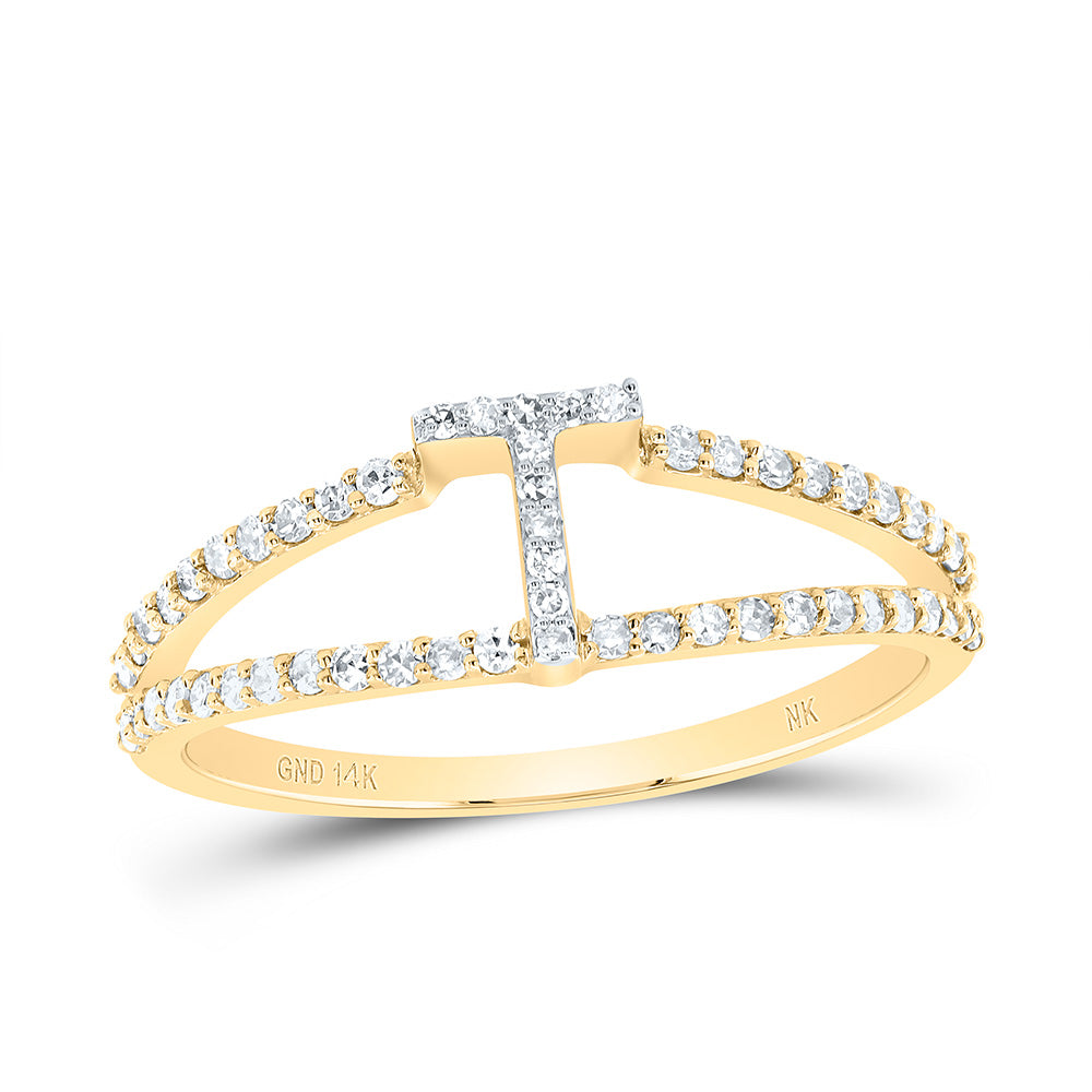1/4CTW-DIA NK GIFT INITIAL "T" LADIES RING 7 Daisy Joyeria