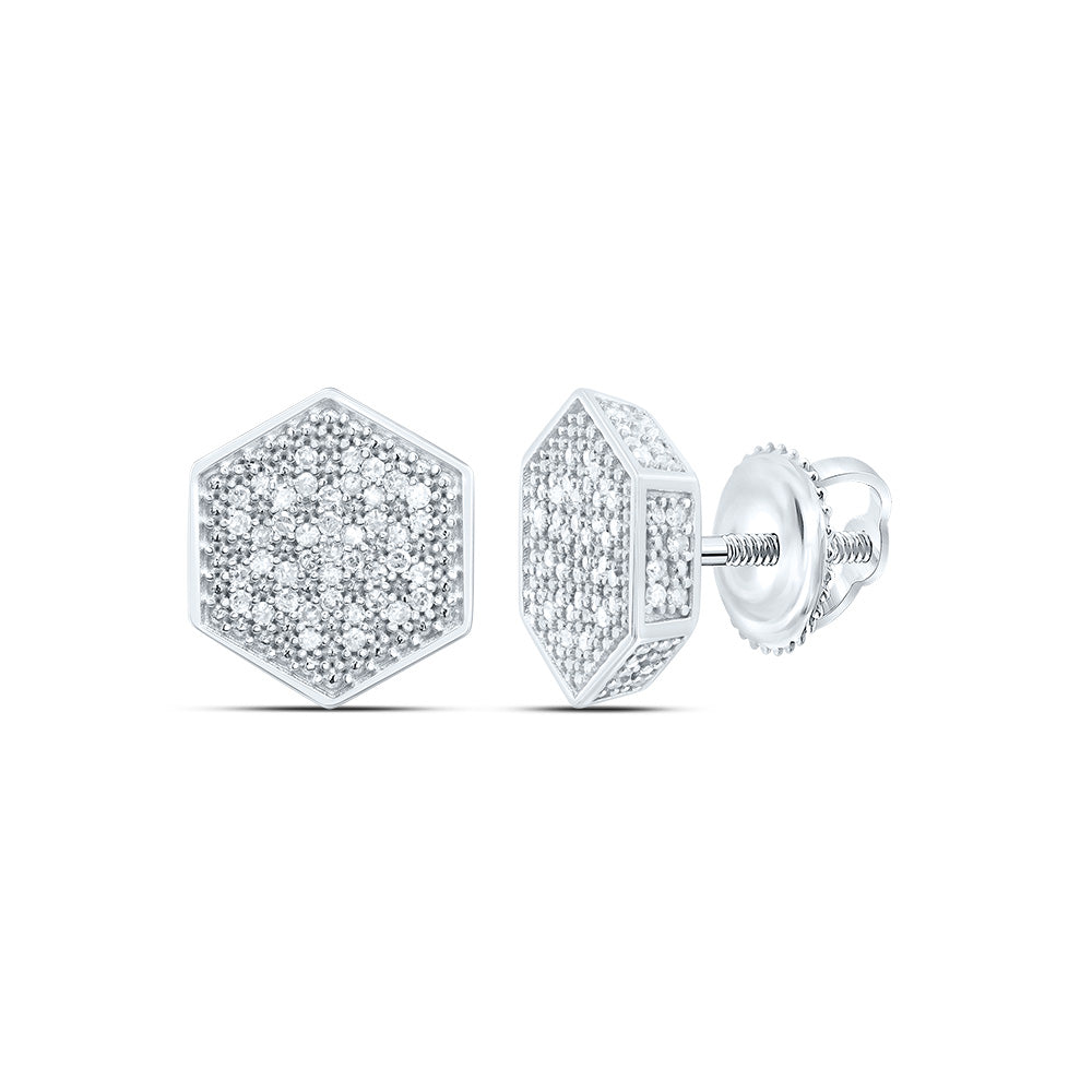 1/2CTW DIA P1 HEXAGON MEN'S STUD EARRING Daisy Joyeria