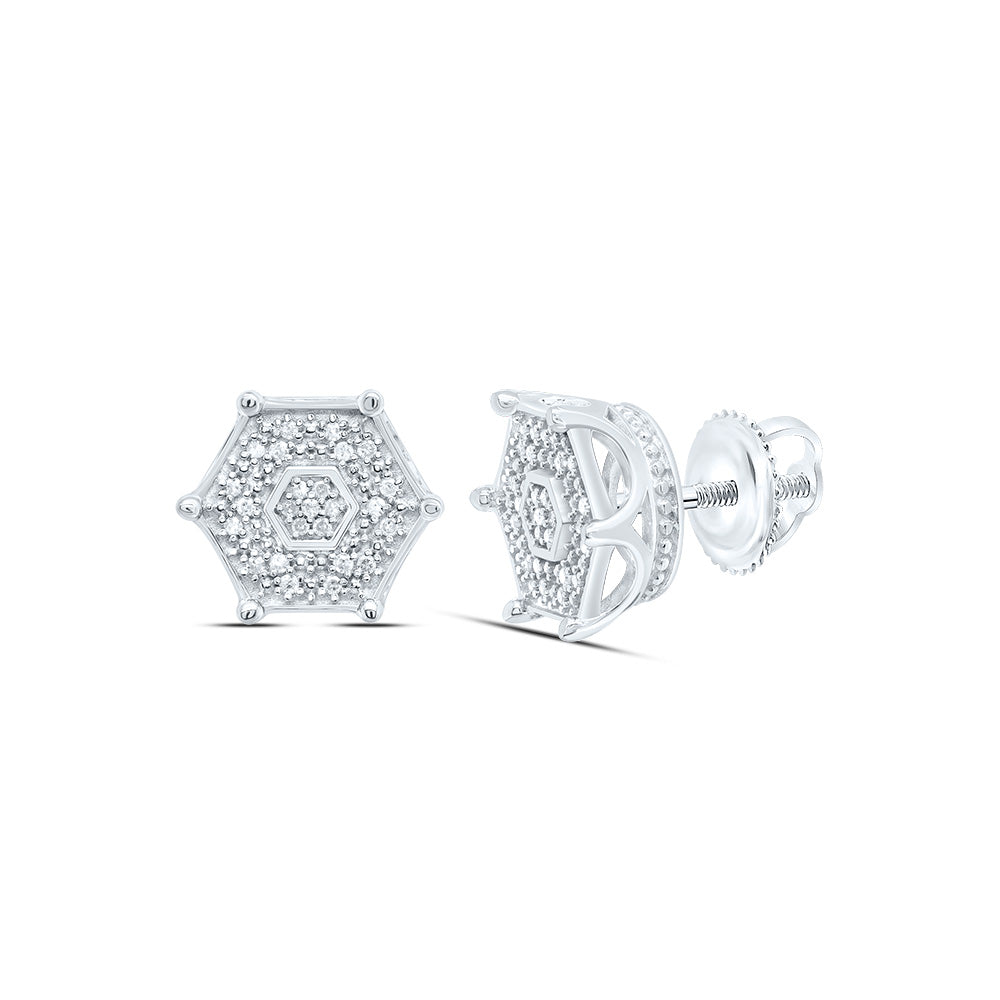 1/6CTW DIA P1 HEXAGON MEN'S STUD EARRING Daisy Joyeria