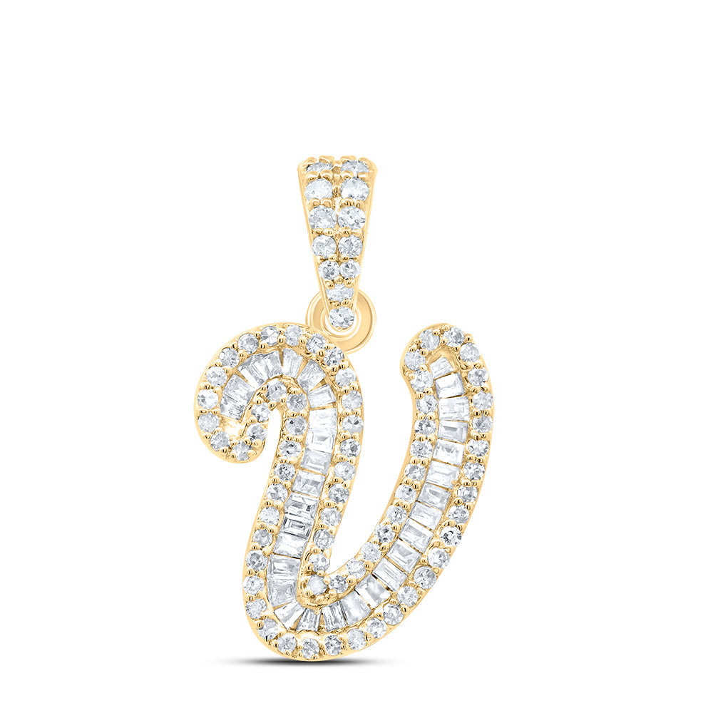3/8CTW-DIA P1 GIFT INITIAL "V" PENDANT Daisy Joyeria