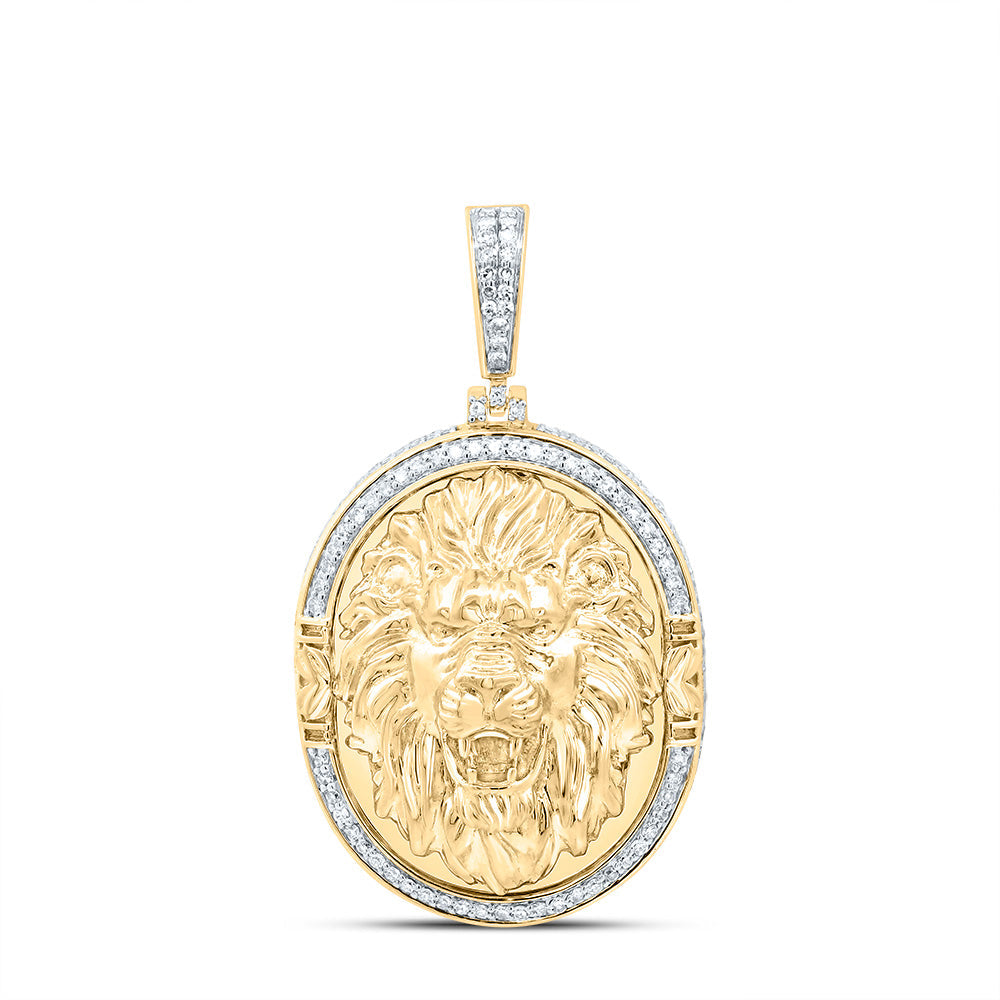 1CTW-DIA NK FASHION LION FACE OVAL MENS CHARM Daisy Joyeria