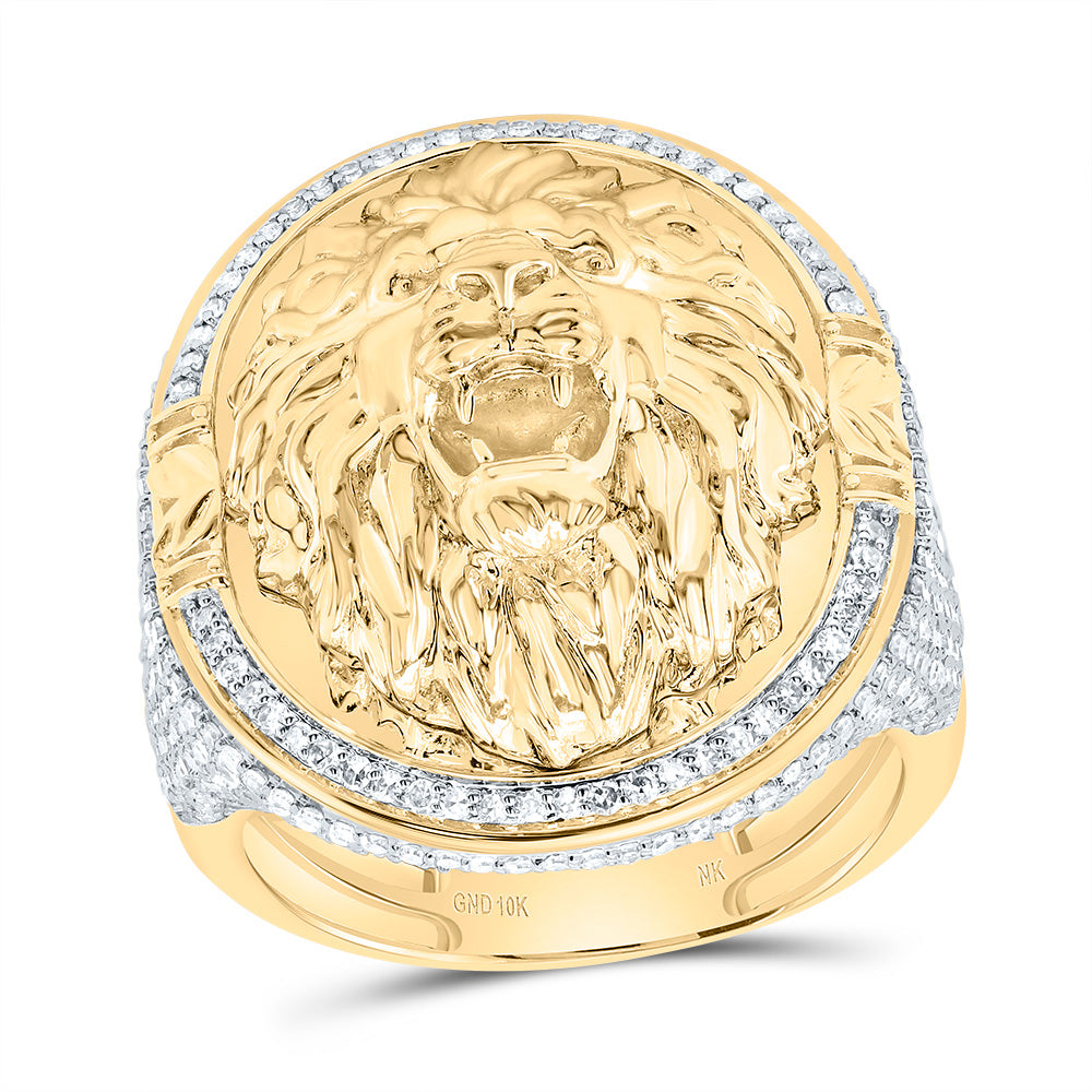1 1/2CTW-DIA NK FASHION LION FACE OVAL MENS RING 10 Daisy Joyeria