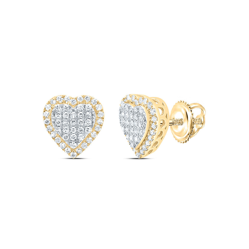 3/8CTW-NAT DIA NK FASHION HEART EARRING Daisy Joyeria