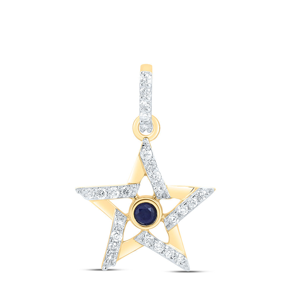 1/12CTW-DIA CN 1.7MM RD-BS NAT-GEM STAR PENDANT Daisy Joyeria