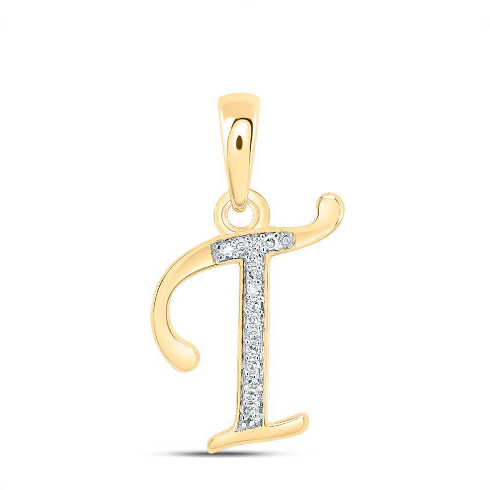 1/20CTW-DIA NK GIFT INITIAL "T" PENDANT Daisy Joyeria