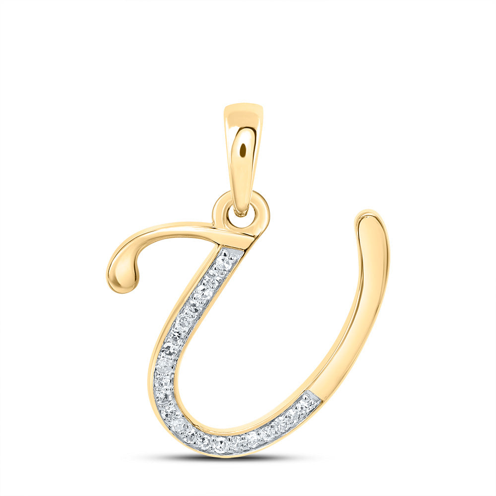 1/10CTW-DIA NK GIFT INITIAL "U" PENDANT Daisy Joyeria
