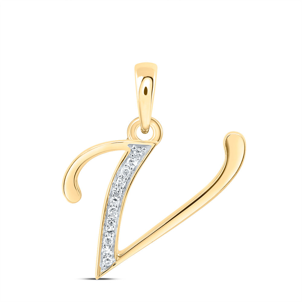 1/20CTW-DIA NK GIFT INITIAL "V" PENDANT Daisy Joyeria