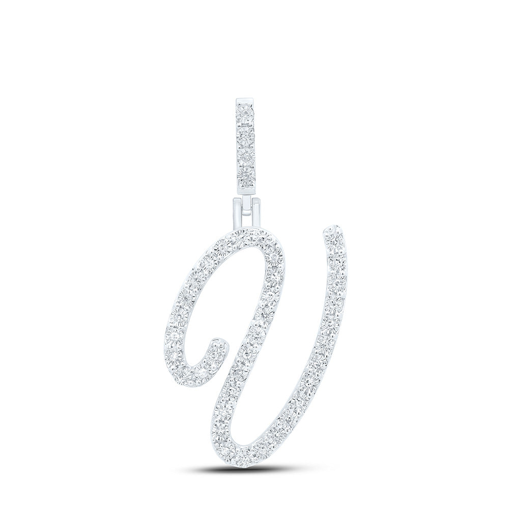 1/6CTW-DIA P1 GIFT INITIAL "V" PENDANT Daisy Joyeria