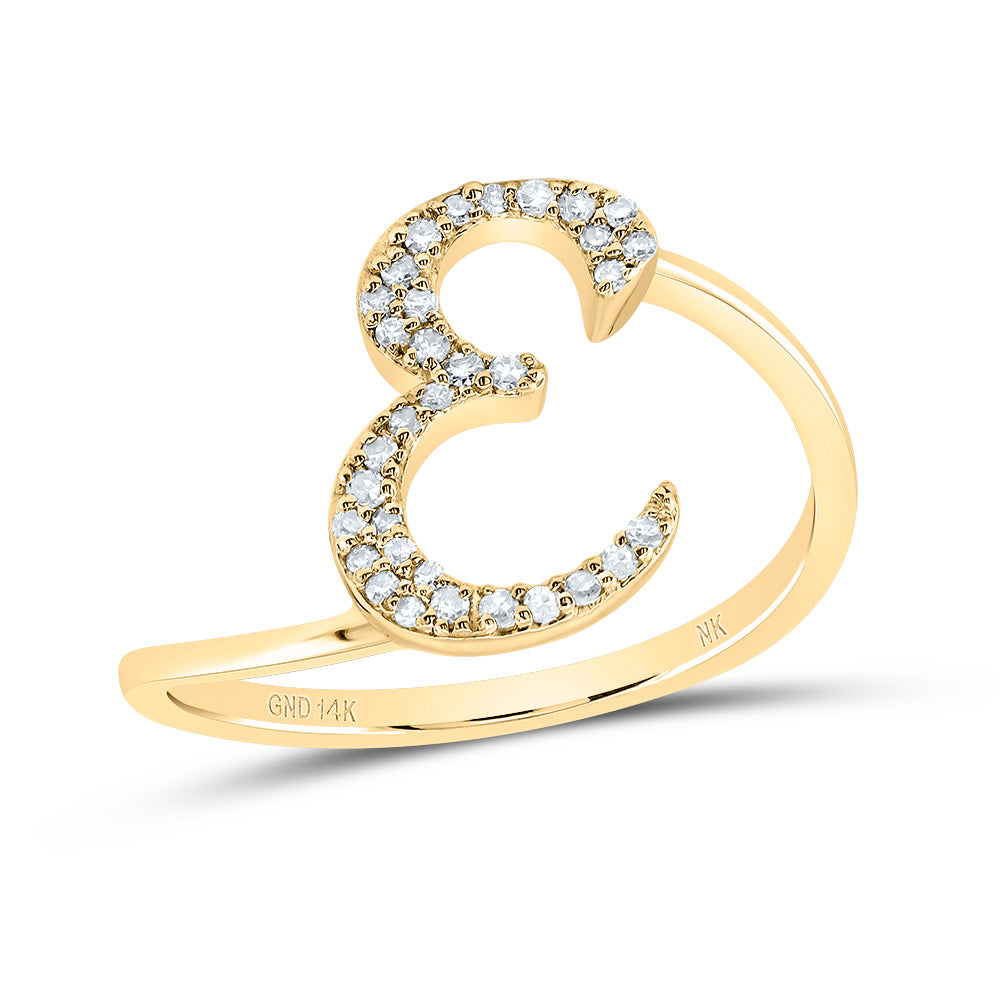 1/8CTW-DIA NK GIFT INITIAL "E" RING 7 Daisy Joyeria