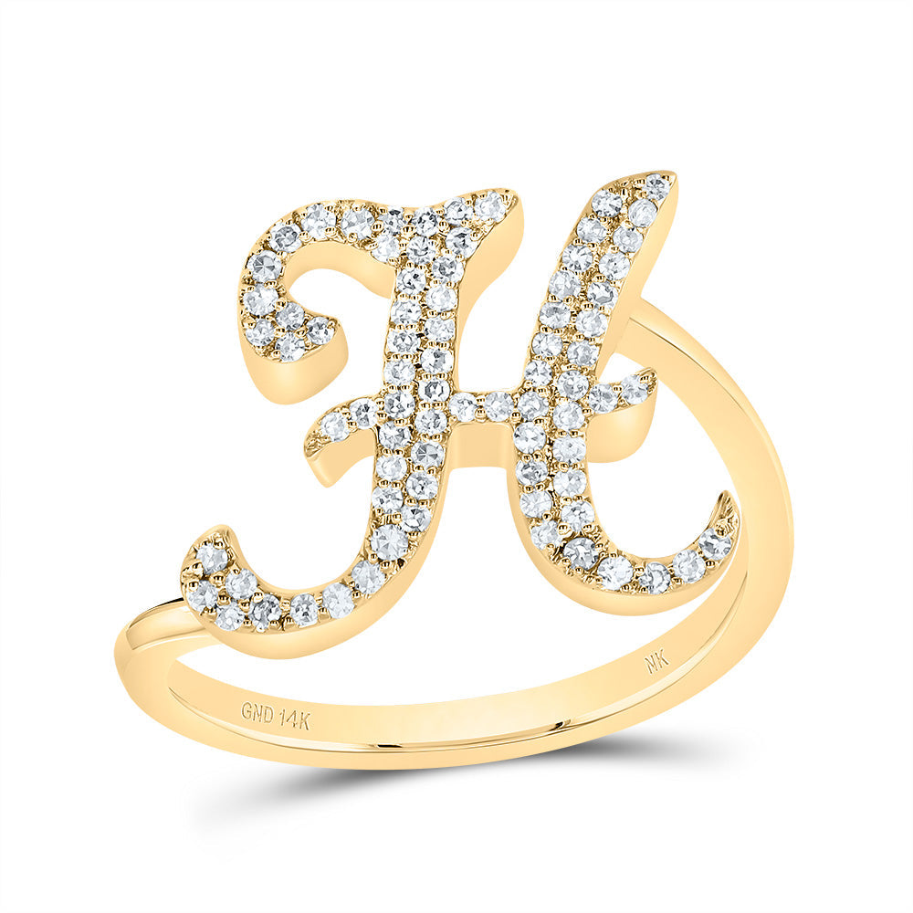 1/4CTW-DIA NK GIFT INITIAL "H" RING 7 Daisy Joyeria