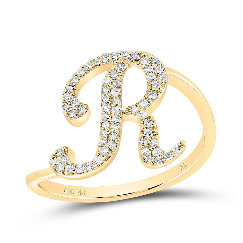 1/5CTW-DIA NK GIFT INITIAL "R" RING 7 Daisy Joyeria