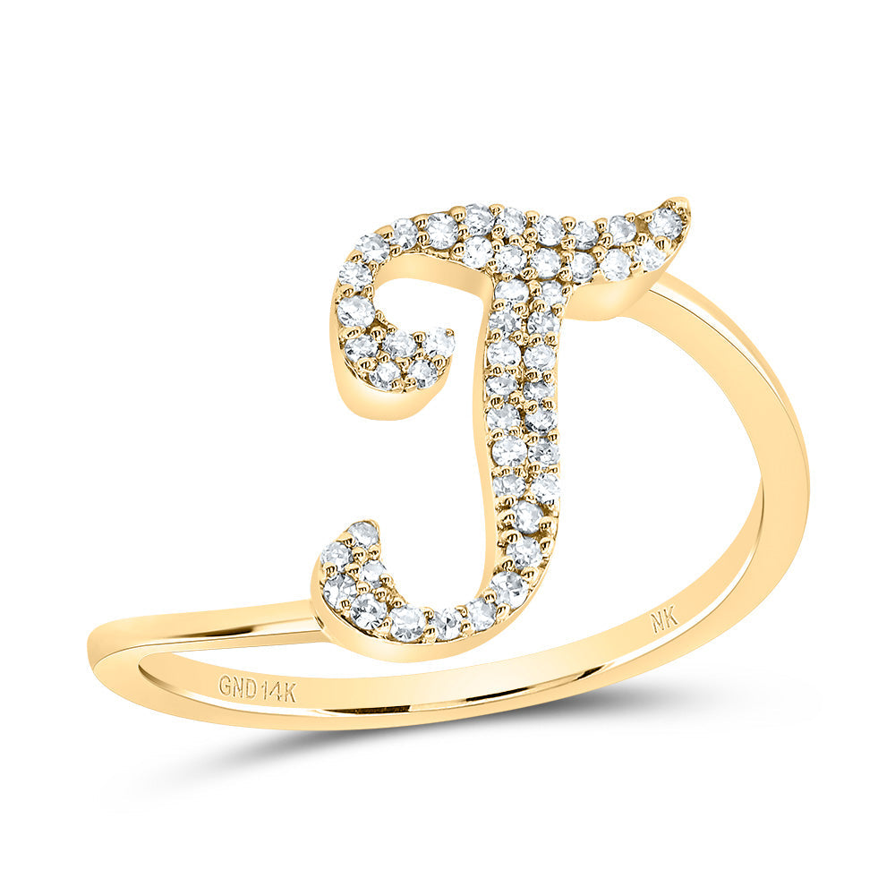 1/8CTW-DIA NK GIFT INITIAL "T" RING 7 Daisy Joyeria