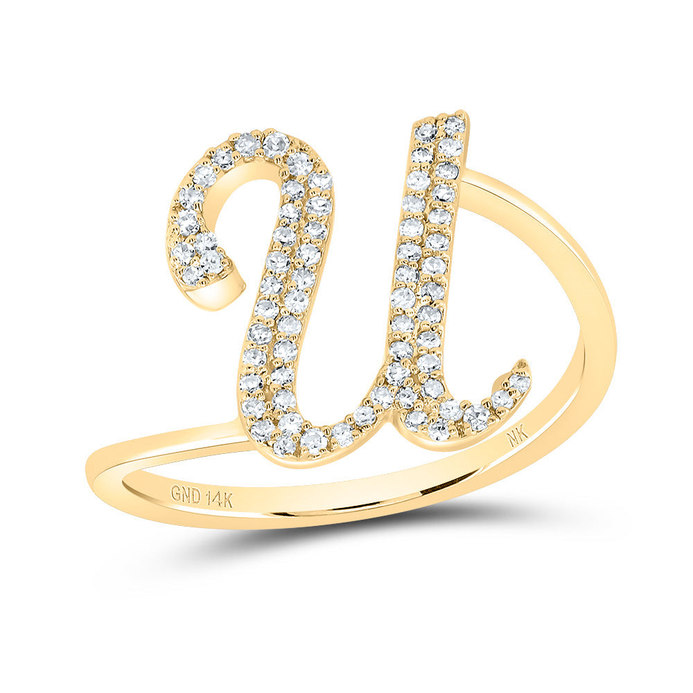 1/5CTW-DIA NK GIFT INITIAL "U" RING 7 Daisy Joyeria