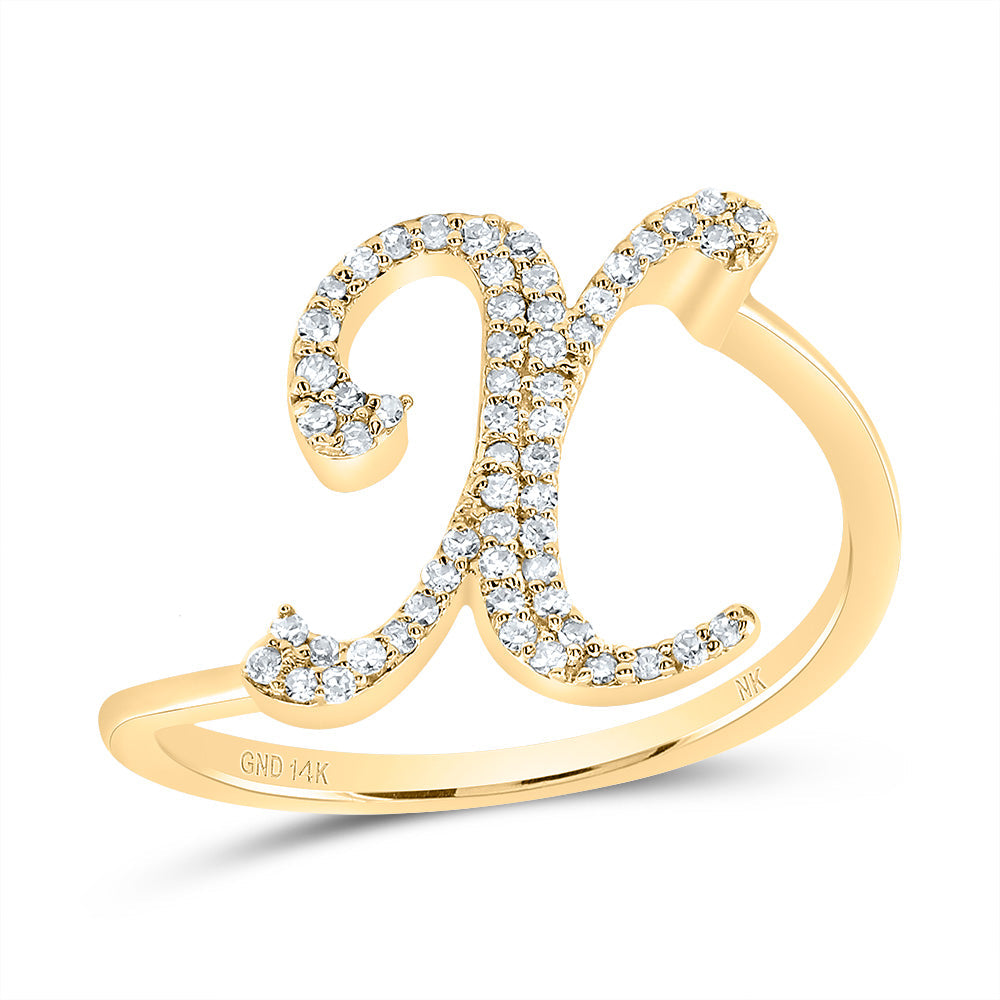 1/6CTW-DIA NK GIFT INITIAL "X" RING 7 Daisy Joyeria