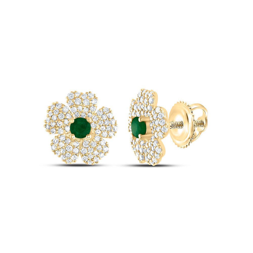 3/8CTW-NAT DIA ANA M 2.8MM-RD-EM NAT GEM FLOWER STUD EARRING Daisy Joyeria