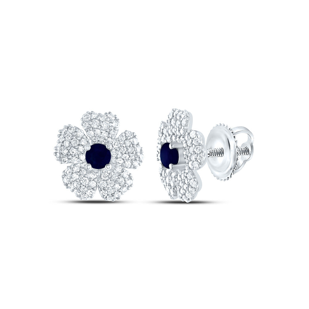 3/8CTW-NAT DIA ANA M 2.8MM-RD-BS NAT GEM FLOWER STUD EARRING Daisy Joyeria