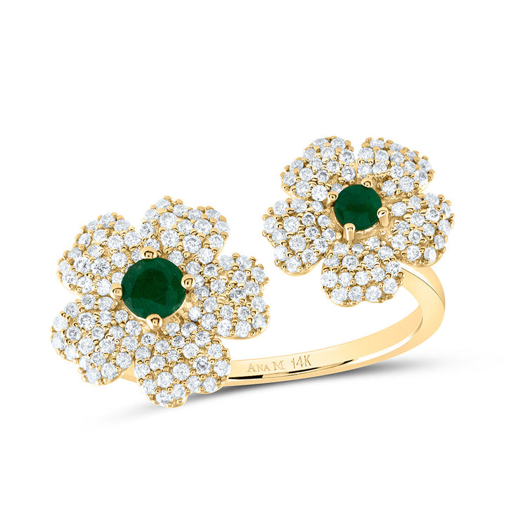 1/2CTW-NAT DIA ANA M 2.8MM-RD-EM, 3.5MM-RD-EM NAT GEM FLOWER RING 7 Daisy Joyeria