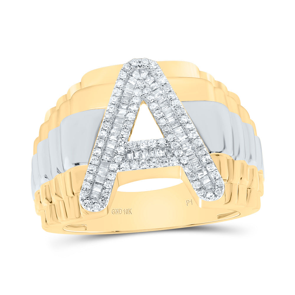 1/2CTW-DIA P1 INITIAL "A" MEN'S RING 10 Daisy Joyeria