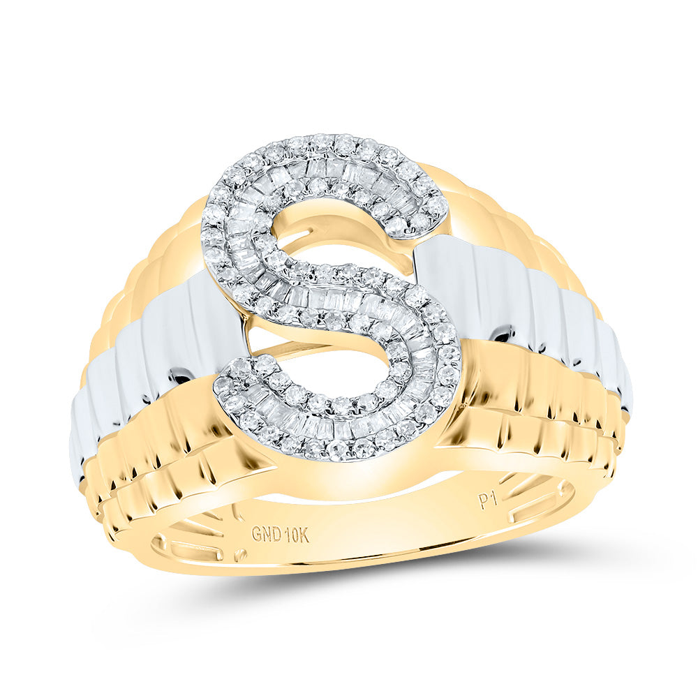 1/2CTW-DIA P1 INITIAL "S" MEN'S RING 10 Daisy Joyeria