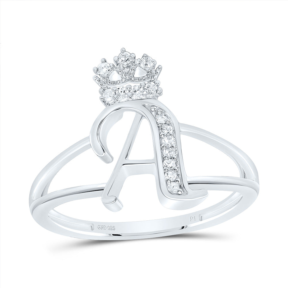 1/12CTW-DIA P1 GIFT INITIAL "A" CROWN LADIES RING 7 Daisy Joyeria