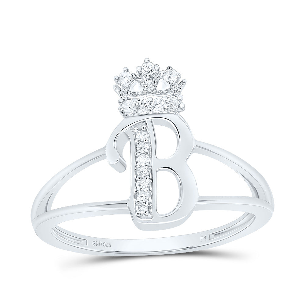 1/12CTW-DIA P1 GIFT INITIAL "B" CROWN LADIES RING 7 Daisy Joyeria
