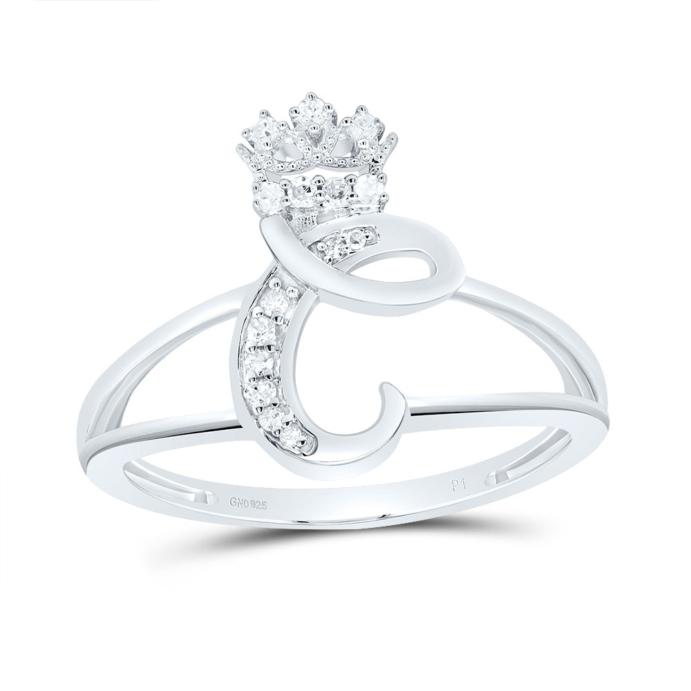 1/12CTW-DIA P1 GIFT INITIAL "C" CROWN LADIES RING 7 Daisy Joyeria