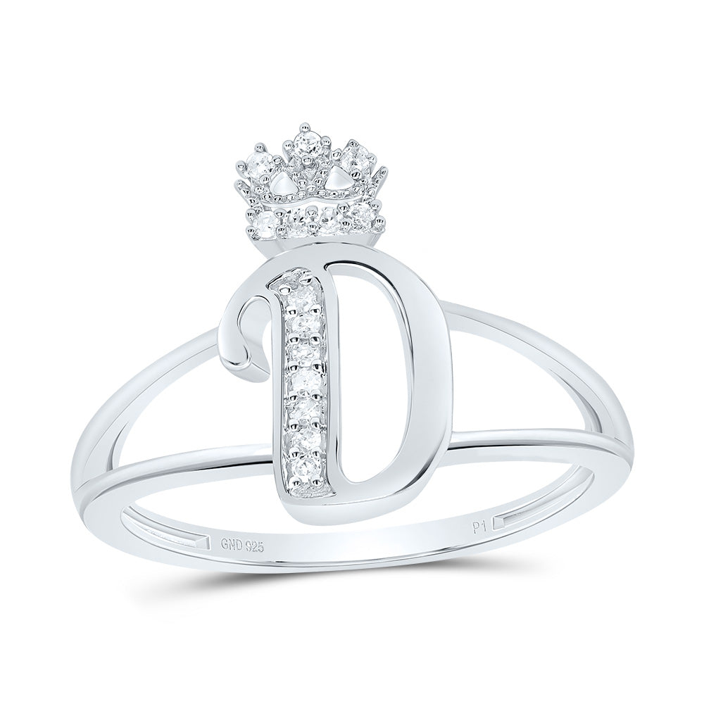 1/12CTW-DIA P1 GIFT INITIAL "D" CROWN LADIES RING 7 Daisy Joyeria