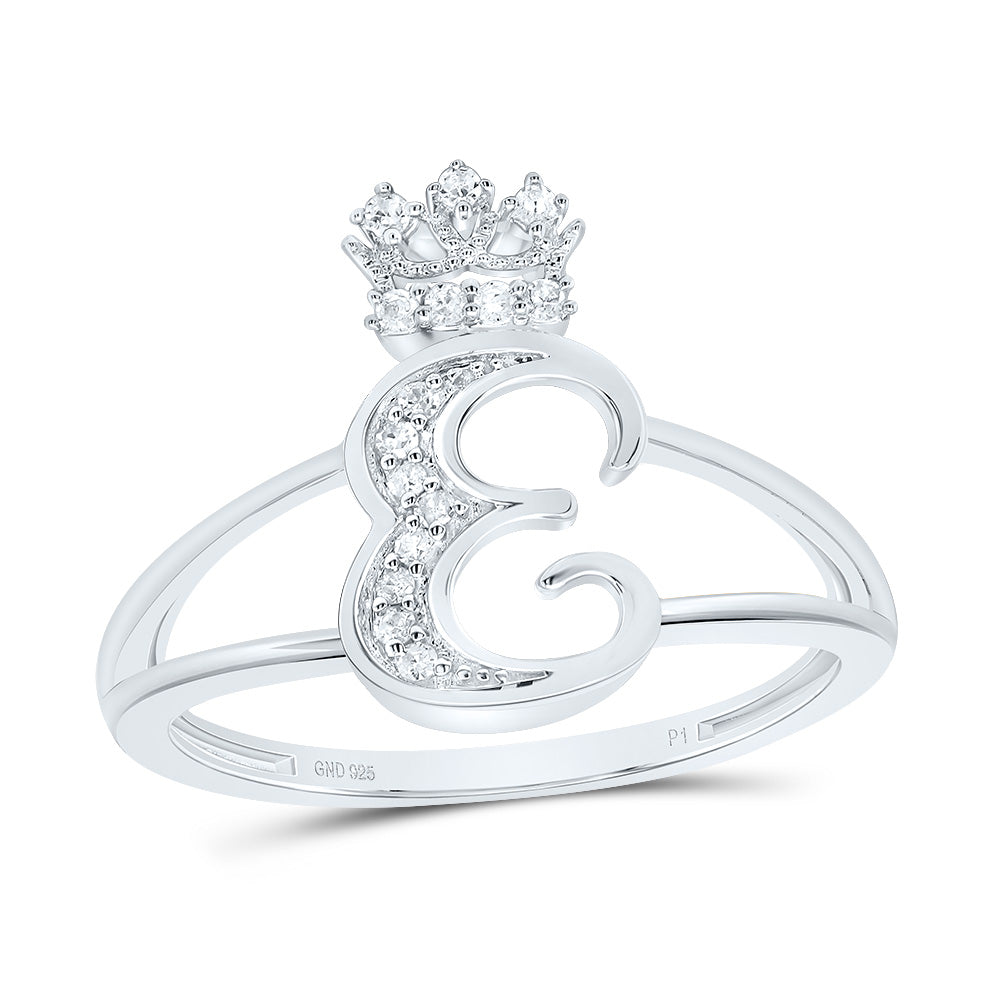 1/10CTW-DIA P1 GIFT INITIAL "E" CROWN LADIES RING 7 Daisy Joyeria