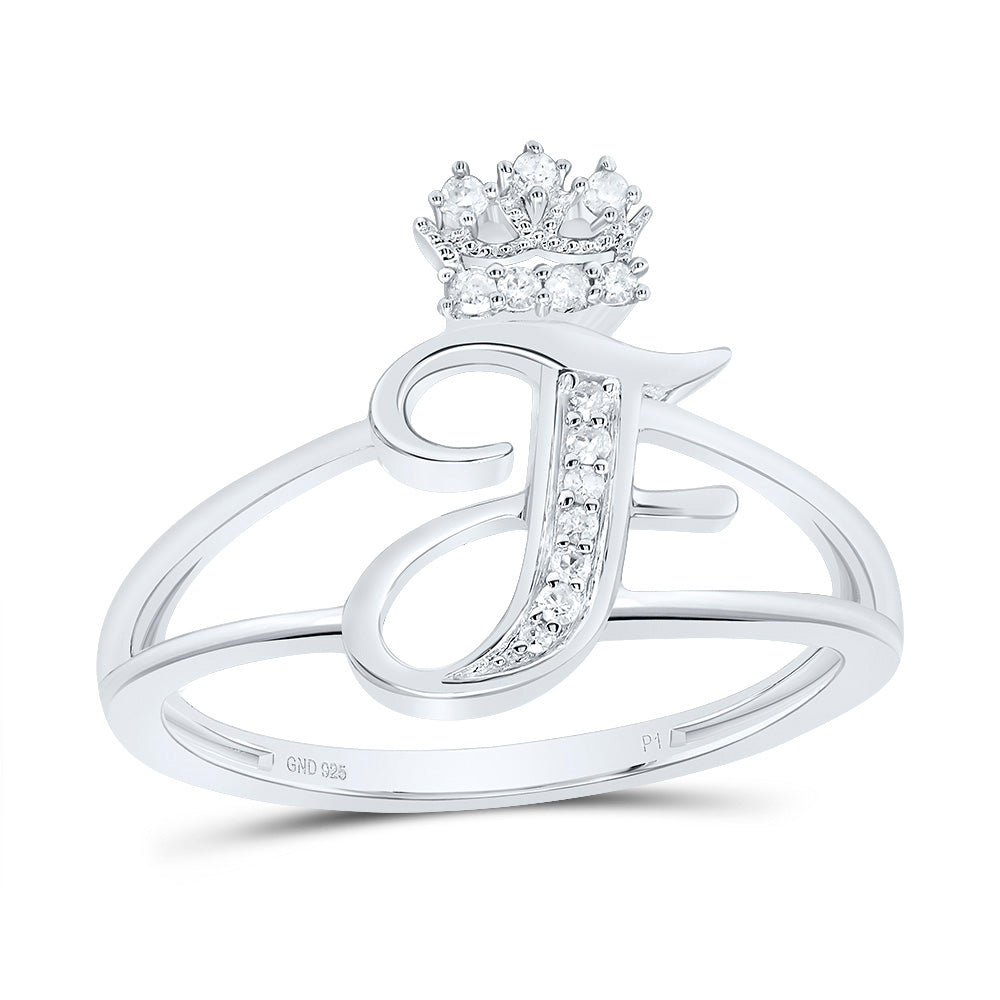 1/12CTW-DIA P1 GIFT INITIAL "F" CROWN LADIES RING 7 Daisy Joyeria