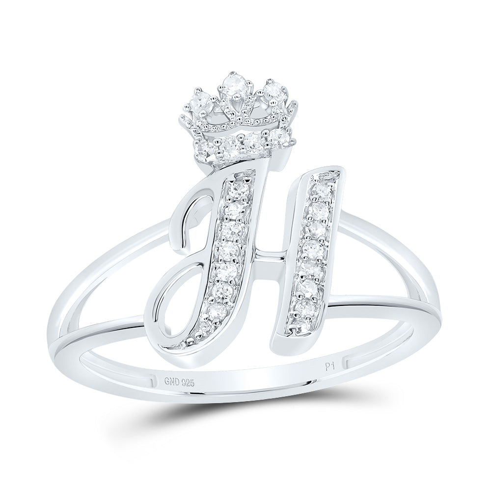 1/8CTW-DIA P1 GIFT INITIAL "H" CROWN LADIES RING 7 Daisy Joyeria